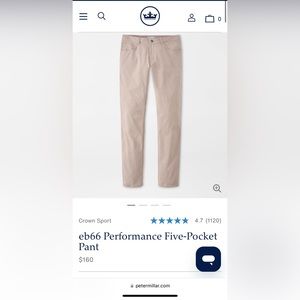 Peter Millar pants. 34/32. Khaki color. Worn 2x. Excellent condition. Smoke-free